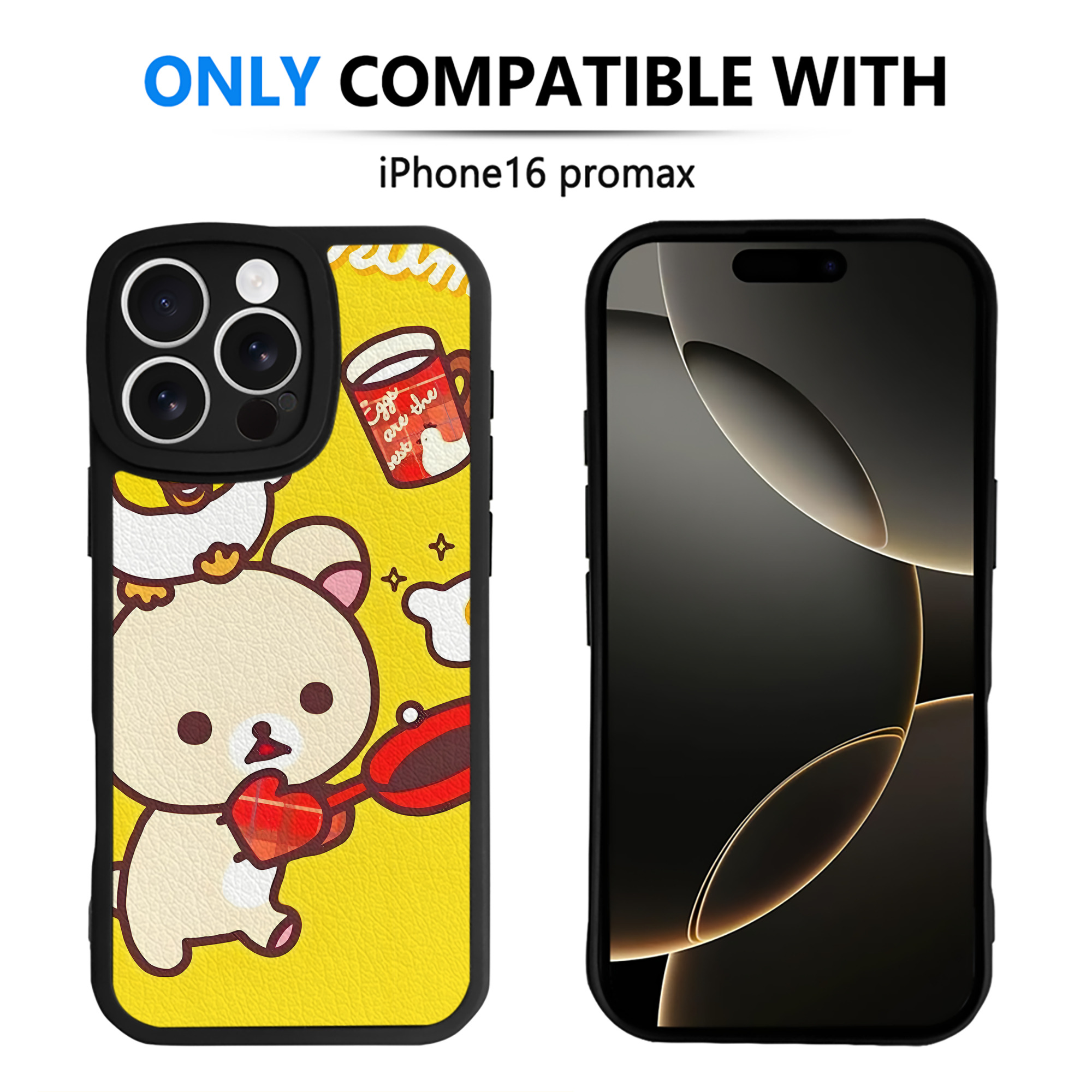 （画像用） リラックマ リラックマ キイロイトリ Rilakkuma Korilakkuma Kiiroitori 【iPhone 16シリーズ対応】シリコンスマホケース（レザー調） 材質：シリコン
